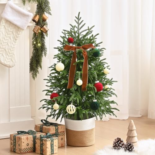 3FT 2PCS Artificial Small Christmas Tree, Norfolk Pine Tree Potted