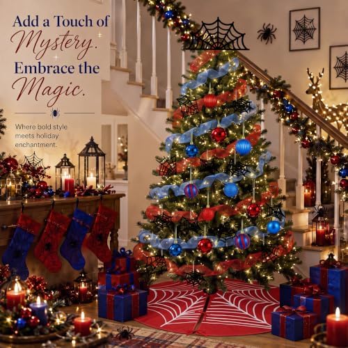 Sosation 26 Pcs Red Blue Spider Theme Christmas Tree Decor Complete Set