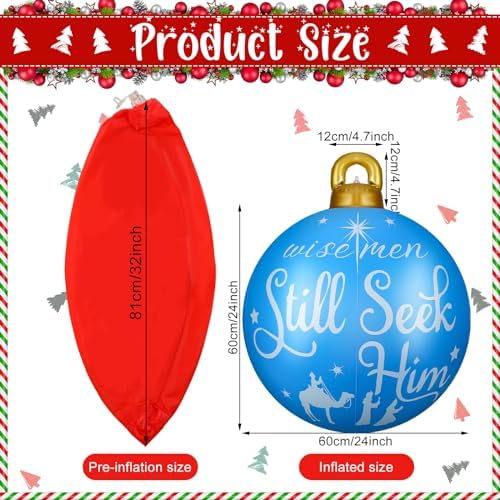 Jetec 4 Pcs Giant Inflatable Christmas Ball, Religious, Color 6
