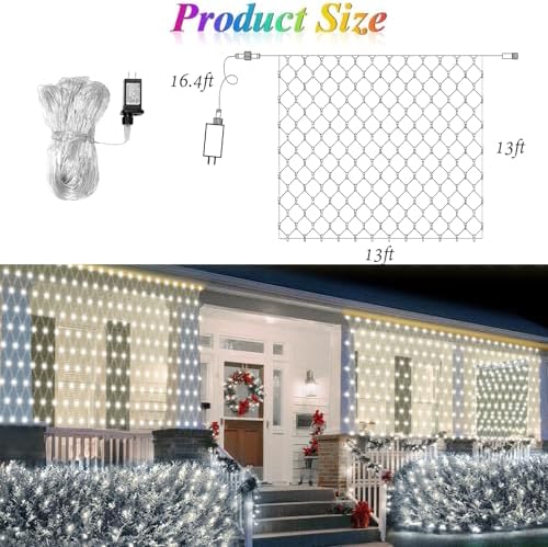400LED Net Lights Outdoor, 13ft x 13ft Large Christmas Net Lights 8 Modes