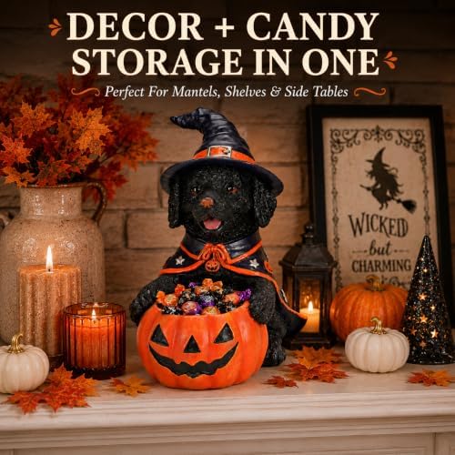 Halloween Black Labrador Candy Bowl, Pumpkin Candy Holder