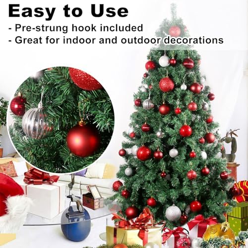 Silver & Red 2.5" Christmas Balls Christmas Tree Decoration Ornaments Shatterproof Hanging Balls for Birthday Halloween Holiday Wedding Decorations Set of 10pcs