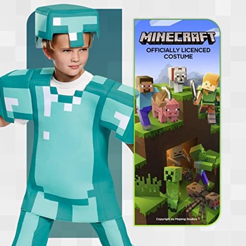 Disguise Kid's Deluxe Minecraft Armor Costume | Child Minecraft Diamond Armor for Boys & Girls | Minecraft Cosplay Outfit