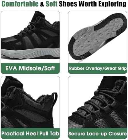 Winter Boots for Men and Women, Warm Fur-Lined Snow Boots with Slip-Resistant Outsole, High-Top Hiking Boots for Outdoor Walking and Cold Weather