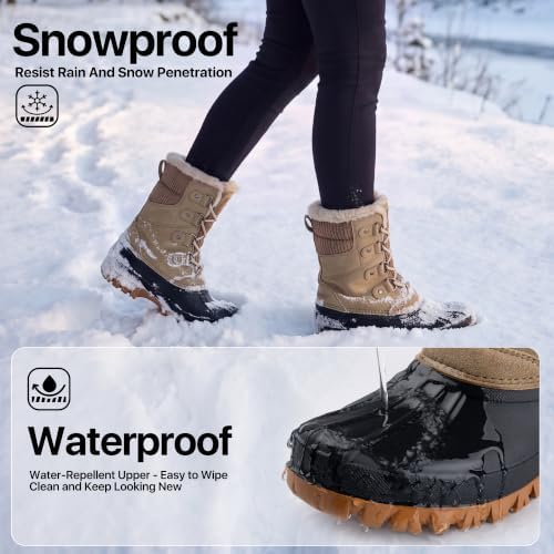 FREE SOLDIER Women's Waterproof Winter Cold Weather Snow Boots for Women Outdoor Fashion Duck Boots Comfortable Insulated