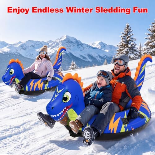 48'' Heavy Duty Snow Tube with Canvas Cover, Snow Sled for Kids & Adults