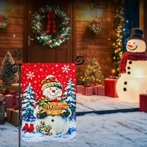 12×18 Christmas Snowman Garden Flag
