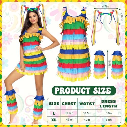 6 Pcs Halloween Pinata Couple Costume Set Costumes Mexican Cinco De Mayo Outfit for Couple Fiesta Dress Cosplay