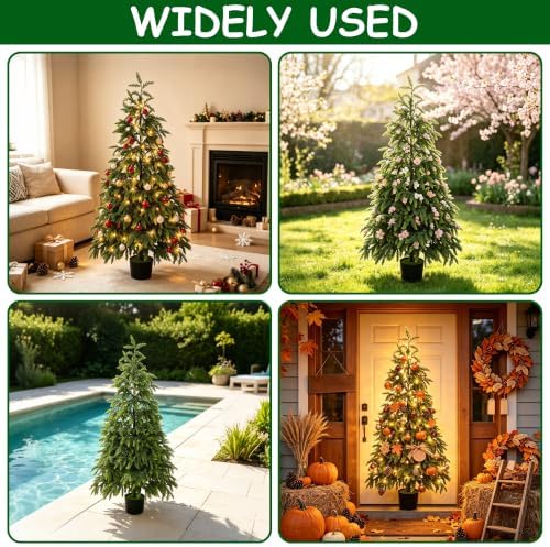 Cllayees 5FT Cedar Christmas Tree with Lights Artificial Potted Tree
