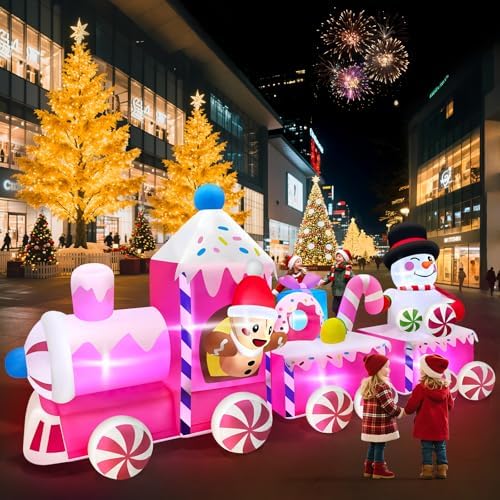 Kalolary 11FT Long Christmas Inflatable Train Outdoor Decoration