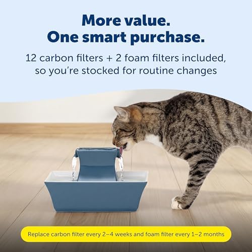 PetSafe Drinkwell Pagoda Ceramic Cat Water Fountain, 70 oz, Extra Filters