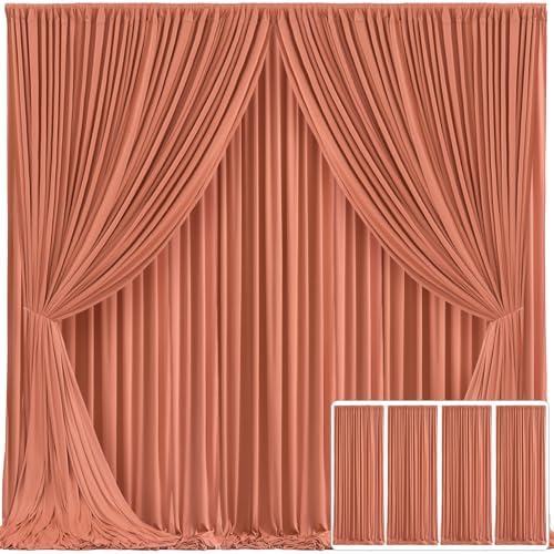4 Panels Rust Backdrop Curtain for Parties Wedding Wrinkle Free Red Photo Curtains Backdrop Drapes Fabric Decoration for Birthday Party Baby Shower Christmas 20ft(W) x 10ft(H)