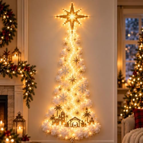 Christmas Magic Trail Wall Light, Santa Sleigh Reindeer Hanging Decoration