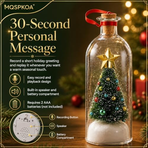 Forever Voice Recordable Ornament Glass Christmas Tree Message in a Bottle