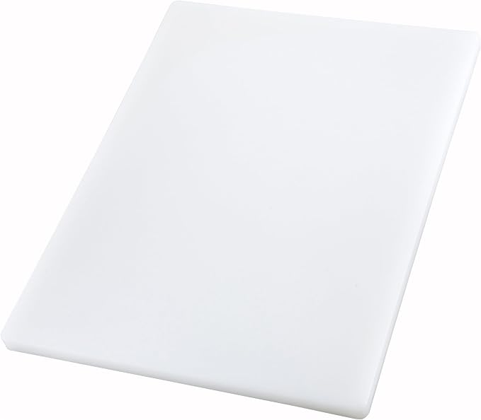 Winco Cutting Board, 12 by 18 by 1-Inch, White | Dishwasher safe, Stain resistant, Minimizes dulling, Great for Charcuterie, Cheese, Appetizers and Buffet Displays