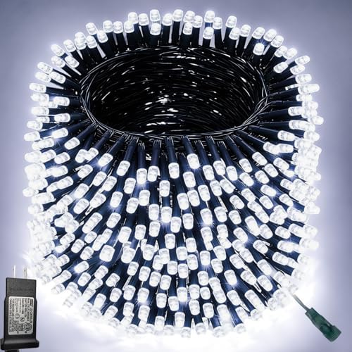 Pooqla 500 LED Cool White Christmas Lights Outdoor String Lights, 164 ft