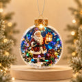 Lighted Santa Ornament with Prismatic Sparkle, 3.15 Inch Christmas Decor