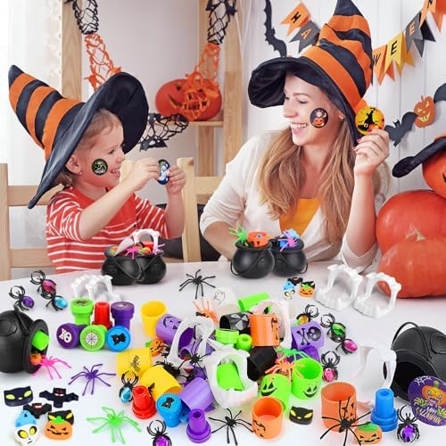256 PCS Halloween Party Favors, Mini Witches Cauldron, Bulk Halloween Toys