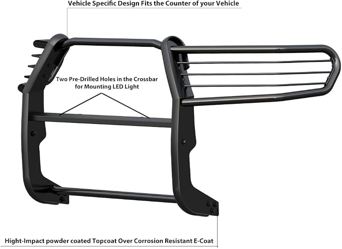 Black Horse Grille brush Bumper Guard Modular Black Compatible with 2016-2023 Toyota Tacoma-17A096402MA
