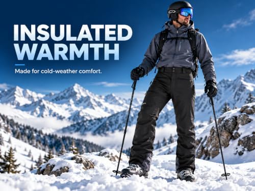 clothin Men's Waterproof Ski Pants Insulated Snow Pants with Boot Gaiters
