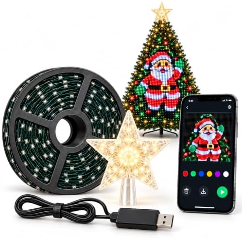 Christmas Tree Pixel Lights, USB Powered Animated Light Show with Remote