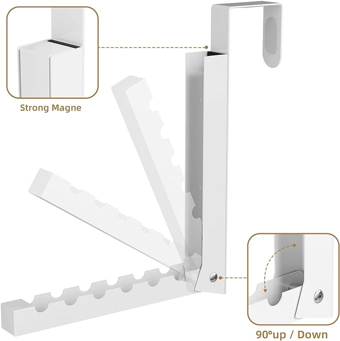BAKON Over The Door Hanger Folding Clothes Drying Rack, Folding Hanging Coat Rack for Indoor Laundry Room Compact Small Space Foldable Portable Clothing Hanger Hook Collapsible- 2 Pack