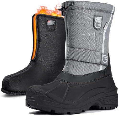 FREE SOLDIER Men's Waterproof Winter Shell Snow Boots with Removable Liner