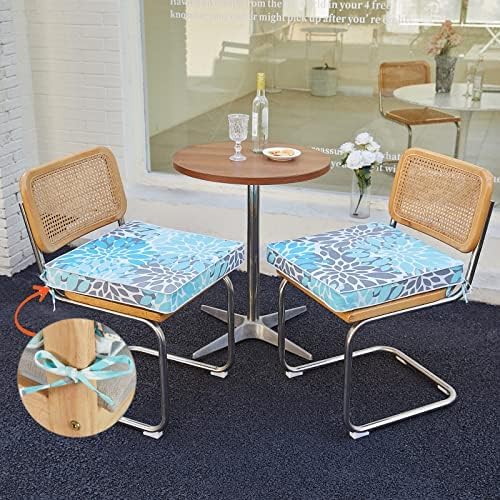 JMGBird Outdoor Chair Cushions Set of 4 - Waterproof Patio Seat Cushions 19x19 Inch with Ties, High Density Foam Square Cushions for Garden Furniture, Weather Resistant