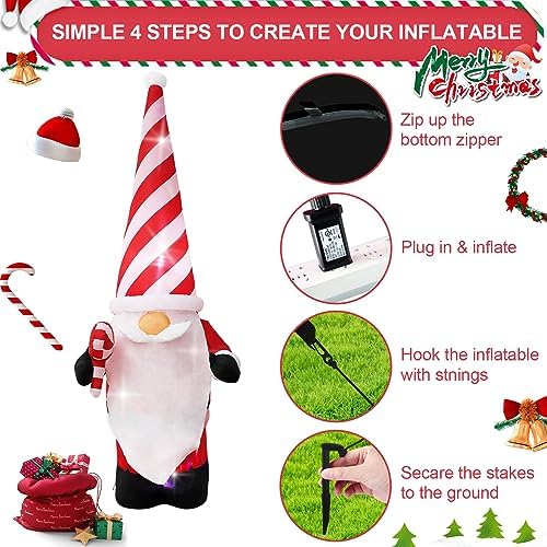 7ft Christmas Inflatable Outdoor Decoration Dwarf with Hat Inflatable Patio Decoration with Built-in LED Lights, Suitable for Christmas Holiday Party, Patio, Lawn, Garden Winter Decoration