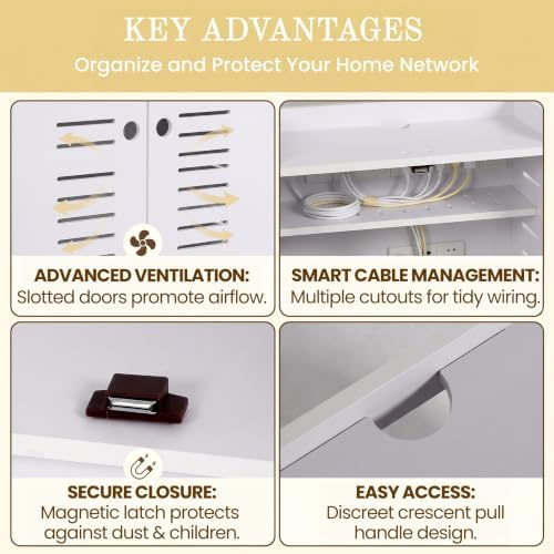 WiFi Router Storage Cabinet, Router Hider Box, Elegant White