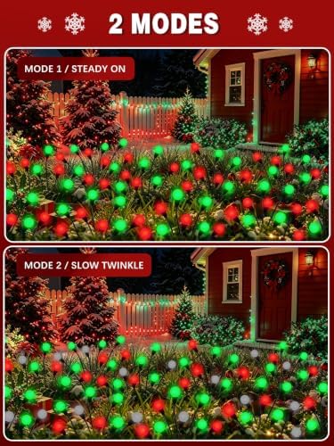 Christmas Decorations Outdoor Solar Firefly Lights 6 Pack Red and Green