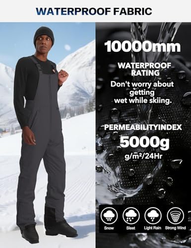 GEMYSE Men's Insulated Ski Bib Overalls Waterproof Snow Pants