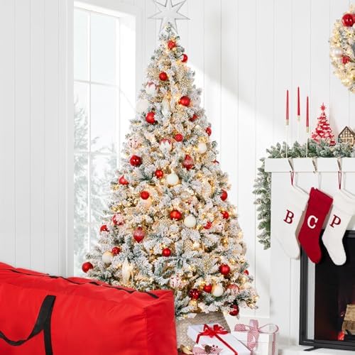 5ft Flocked Prelit Artificial Christmas Tree,Arbol de Navidad Xmas Tree