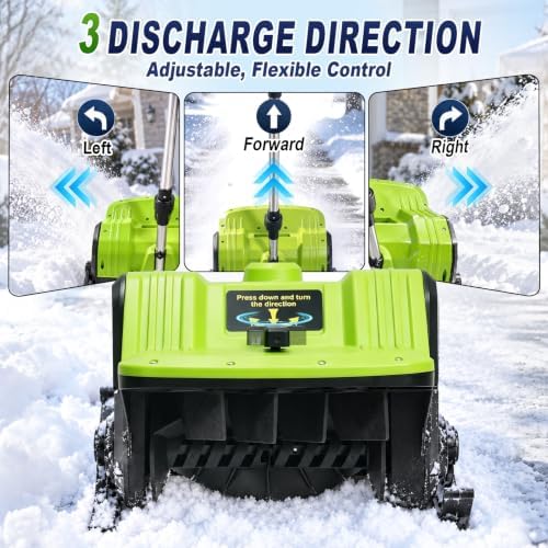 Electric Snow Blower, Cordless Snow Shovel, 2 Batteries, 10-Inch Width