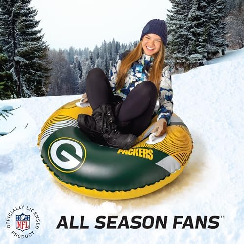 Big Mouth Inc NFL Snow Tube, Heavy Duty Inflatable Snow Sled for Winter Tubing, Ride-On Snow Tube with Handles for Kids and Adults, Outdoor Winter Fun and Football Fan Gifts
