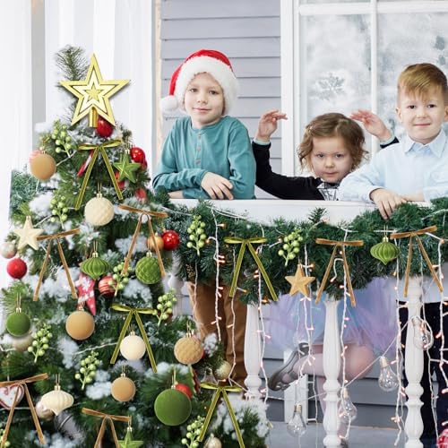 Hollowfly 95 PCS Velvet Christmas Tree Decor Set, Green, Brown, Beige