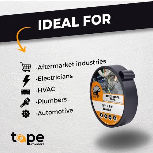 WOD ETC766MS Black Electrical Tape, 1 inch x 66 ft. (Case Pack of 96) UL/CSA/CE Listed Core, Rated up to 600V and 176F, 8 Mil Thick, PVC Vinyl Waterproof, Flame Retardant for Electric Wiring