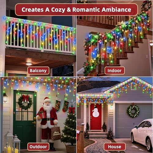 1620 LED Christmas Lights Outdoor 164 FT with 360Drops, Christmas Decorations Hanging Lights 12 Modes, Dimmable Outsite Fairy String Lights for Wedding Party Holiday Winter Wonderland Decor Multicolor