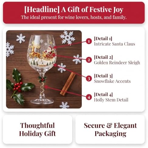 Christmas Wine Glass Collection Gift Box Set, Christmas Wine Glasses, Raised Holiday Goblet with Snowflake Decor, Festive Glassware, Wines & Cocktails, Holiday Party & Table Decor (C)