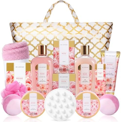 Spa Luxetique Rose 15pc Spa Gift Baskets Gifts for Women