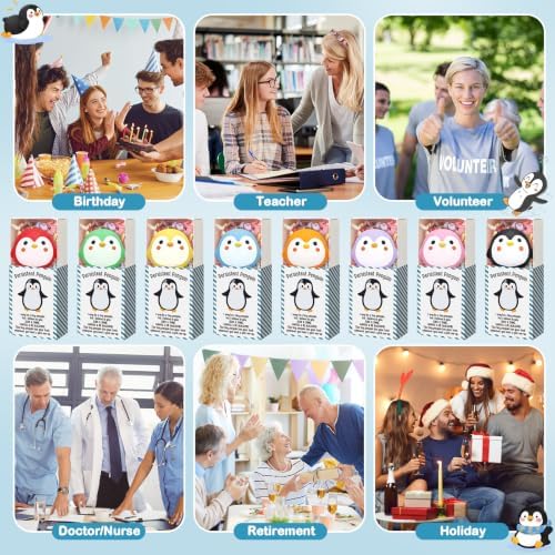 Wettarn 24 Sets Penguin Figurine with Gift Boxes, Office Desk Relief