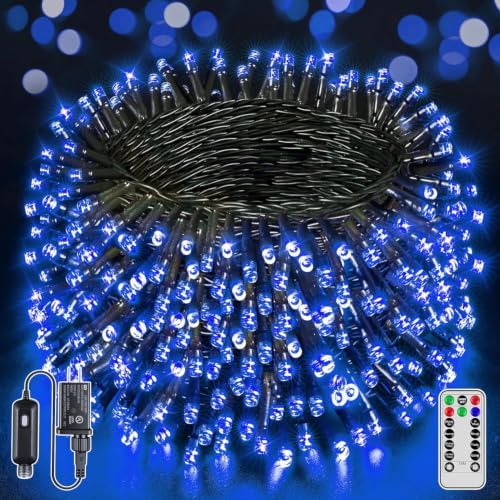 BrightChristmas 500 LED 164 FT Christmas Lights, Waterproof Outdoor String Lights with Remote and Timer, Christmas Tree Lights with 8 Modes Dimmable, Fairy Lights for Holiday Decor (Blue)