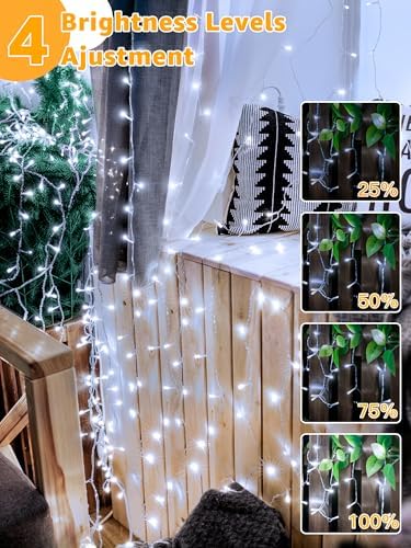 Guhope String Lights 1200LED 196FT, Waterproof Outdoor String Lights with Remote and Timer, 8 Modes Dimmable Fairy Lights for Indoor Outdoor Wedding Party Holiday Decorations (Cool White)