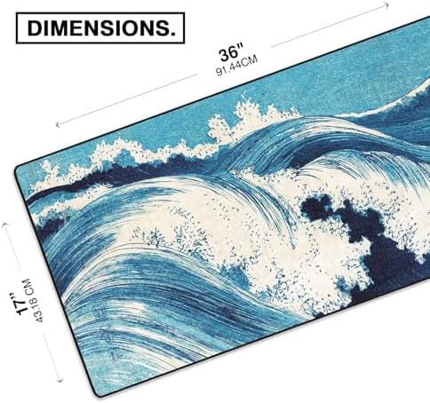 MPCO. Ocean Waves Large Gaming Desk Pad, 36" x 17" Aeroglyde Desk Mat