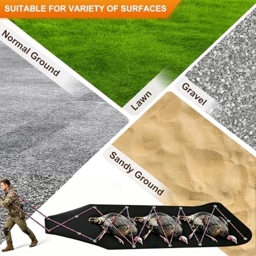 73" x 23" Deer Drag Sled -Thickened Tear-Resistant HDPE with Pull Cables, Game Hauler Utility Snow Sled Deer Hunting Sled for Effortless Hauling of Ice Fishing Supplies, Firewood, Fishing Equipment
