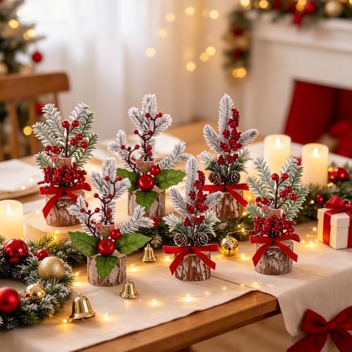 winemana Christmas Table Decorations Indoor Xmas Centerpieces Decor, 6 Pack