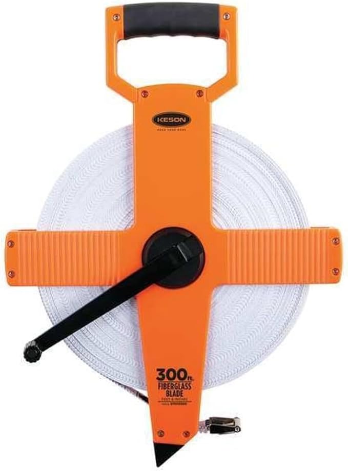 Keson OTR10300 Open Reel Fiberglass Tape Measure Reel (Graduations: 1/10, 1/100), 300-Foot