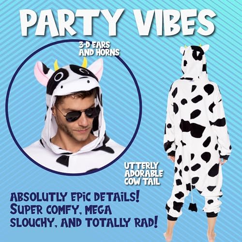 Funziez! Adult Onesie Halloween Costume Animal Dinosaur Shark Unisex Plush One Piece Cosplay Suit for Adults, Men and Women