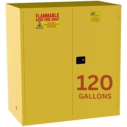 Jamco 120 Gallon Steel Flammable Safety Cabinet, Manual Doors, Yellow | All-Welded Double-Wall Steel Flammable Storage Cabinet, Lockable Doors, 59"W X 34"D X 65"H, Osha & Fm Certified, Made In Usa