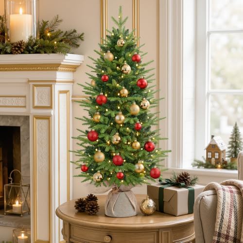 Alupssuc 4ft Prelit Artificial Christmas Tree with Warm White Lights Decor